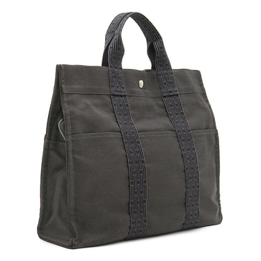 エルメス HERMES エールライントート MM グレー キャンバス トートバッグ シルバー金具 鍵 カデナ欠品