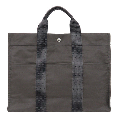 エルメス HERMES エールライントート MM グレー キャンバス トートバッグ シルバー金具 鍵欠品 カデナ取り外し不可