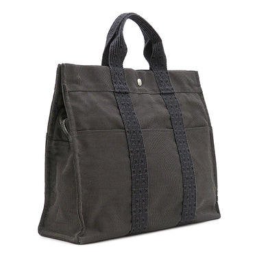 エルメス HERMES エールライントート MM グレー キャンバス トートバッグ シルバー金具 鍵欠品 カデナ取り外し不可