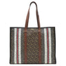 バーバリー BURBERRY TBモノグラム ストライプ Eキャンバス トート ブラウン×マルチカラー コーティングキャンバス レザー トートバッグ ゴールド金具 茶 白 黒 赤