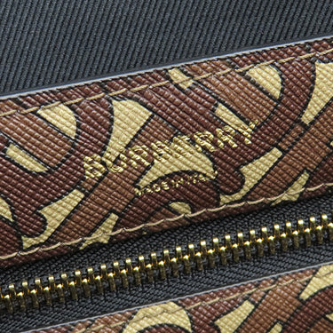バーバリー BURBERRY TBモノグラム ストライプ Eキャンバス トート ブラウン×マルチカラー コーティングキャンバス レザー トートバッグ ゴールド金具 茶 白 黒 赤