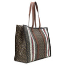 バーバリー BURBERRY TBモノグラム ストライプ Eキャンバス トート ブラウン×マルチカラー コーティングキャンバス レザー トートバッグ ゴールド金具 茶 白 黒 赤