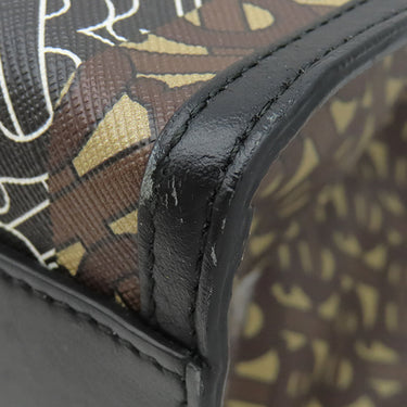 バーバリー BURBERRY TBモノグラム ストライプ Eキャンバス トート ブラウン×マルチカラー コーティングキャンバス レザー トートバッグ ゴールド金具 茶 白 黒 赤