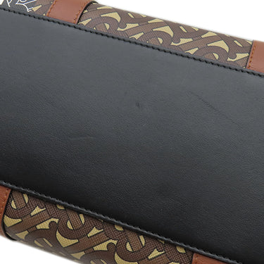 バーバリー BURBERRY TBモノグラム ストライプ Eキャンバス トート ブラウン×マルチカラー コーティングキャンバス レザー トートバッグ ゴールド金具 茶 白 黒 赤
