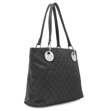 グッチ GUCCI GGキャンバス トート 120837 ブラック GGキャンバス トートバッグ シルバー金具 黒 ショルダー 肩掛け