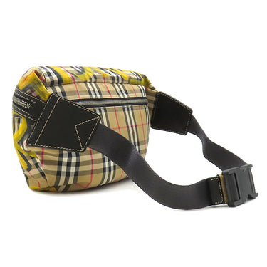 バーバリー BURBERRY グラフィティプリント ヴィンテージチェック 4074214 ベージュ×イエロー ナイロン レザー ウエストバッグ マットシルバー金具 ボディバッグ