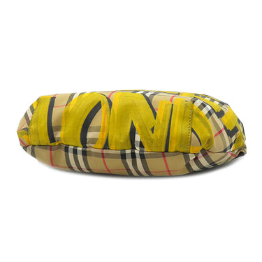 バーバリー BURBERRY グラフィティプリント ヴィンテージチェック 4074214 ベージュ×イエロー ナイロン レザー ウエストバッグ マットシルバー金具 ボディバッグ