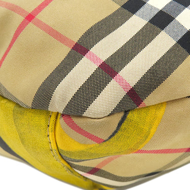 バーバリー BURBERRY グラフィティプリント ヴィンテージチェック 4074214 ベージュ×イエロー ナイロン レザー ウエストバッグ マットシルバー金具 ボディバッグ
