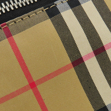 バーバリー BURBERRY グラフィティプリント ヴィンテージチェック 4074214 ベージュ×イエロー ナイロン レザー ウエストバッグ マットシルバー金具 ボディバッグ