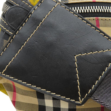 バーバリー BURBERRY グラフィティプリント ヴィンテージチェック 4074214 ベージュ×イエロー ナイロン レザー ウエストバッグ マットシルバー金具 ボディバッグ