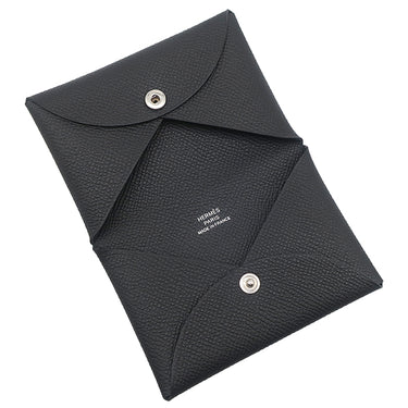 エルメス HERMES カルヴィ ブラック ヴォーエプソン カードケース シルバー金具 黒 小銭入れ フラグメントケース 2024年製