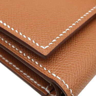 エルメス HERMES ベアン コンビネ ゴールド レザー ヴォーマダム 三つ折り財布 ゴールド金具 新品 未使用 茶 2025年製