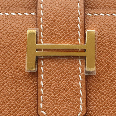 エルメス HERMES ベアン コンビネ ゴールド レザー ヴォーマダム 三つ折り財布 ゴールド金具 新品 未使用 茶 2025年製