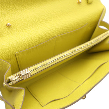 エルメス HERMES ケリーウォレット ロング トゥーゴー ライム シェブルミゾル 長財布 ゴールド金具