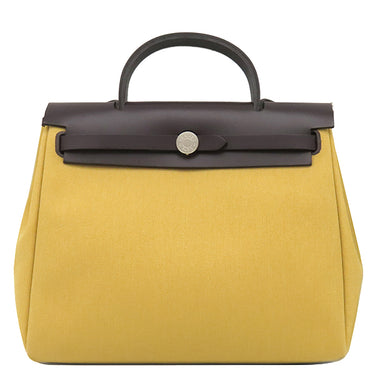 エルメス HERMES エールバッグジップPM 31 エベンヌ×パイユ キャンバス トワルミリタリー ヴァッシュハンター 2WAYバッグ シルバー金具 トワルH 2024年製