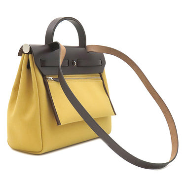 エルメス HERMES エールバッグジップPM 31 エベンヌ×パイユ キャンバス トワルミリタリー ヴァッシュハンター 2WAYバッグ シルバー金具 トワルH 2024年製