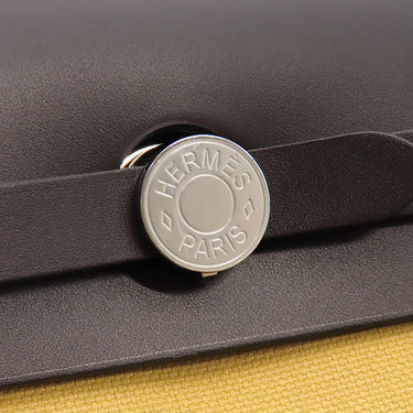 エルメス HERMES エールバッグジップPM 31 エベンヌ×パイユ キャンバス トワルミリタリー ヴァッシュハンター 2WAYバッグ シルバー金具 トワルH 2024年製