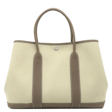 エルメス HERMES ガーデンパーティー PM 36 エクリュ×エトゥープ ネゴンダ トートバッグ シルバー金具 茶
