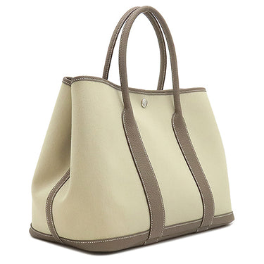 エルメス HERMES ガーデンパーティー PM 36 エクリュ×エトゥープ ネゴンダ トートバッグ シルバー金具 茶