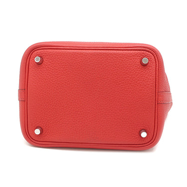 エルメス HERMES ピコタンロック 18 PM ルージュクー トリヨンクレマンス ハンドバッグ シルバー金具 赤