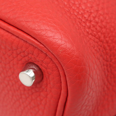 エルメス HERMES ピコタンロック 18 PM ルージュクー トリヨンクレマンス ハンドバッグ シルバー金具 赤