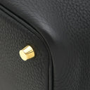 エルメス HERMES ピコタンロック 18 PM ブラック トリヨンクレマンス ハンドバッグ ゴールド金具 黒