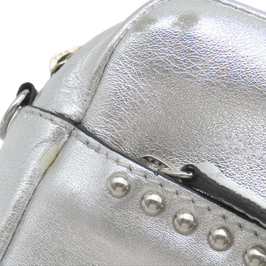 ジェイアンドエム デヴィッドソン J&M DAVIDSON リップスティック ポシェット シルバー レザー ショルダーバッグ シルバー金具 スタッズ チェーン 斜め掛け