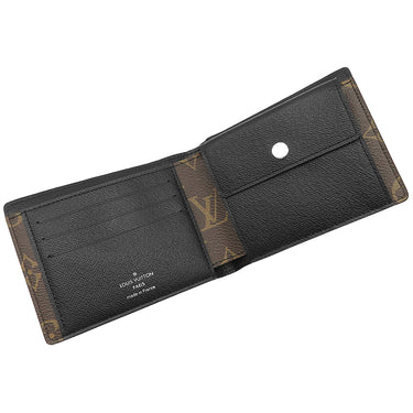 ルイヴィトン LOUIS VUITTON ポルトフォイユ ミンドロ M60411 モノグラムマカサー モノグラムマカサー 二つ折り財布 シルバー金具 茶 黒 コンパクト
