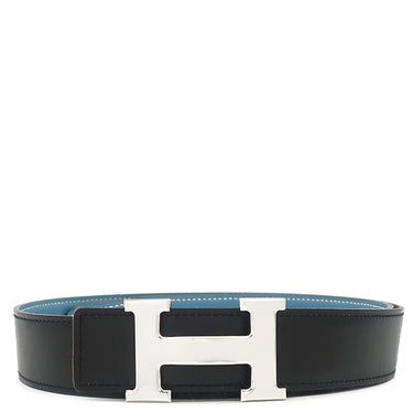 エルメス HERMES コンスタンスH #80 ブラック×ブルージーン ボックスカーフ トゴ #80 ベルト Hバックル リバーシブル