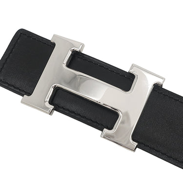エルメス HERMES コンスタンスH #80 ブラック×ブルージーン ボックスカーフ トゴ #80 ベルト Hバックル リバーシブル