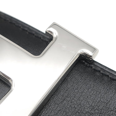 エルメス HERMES コンスタンスH #80 ブラック×ブルージーン ボックスカーフ トゴ #80 ベルト Hバックル リバーシブル