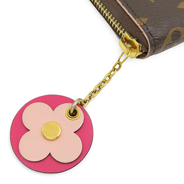 ルイヴィトン LOUIS VUITTON ポルトフォイユ クレマンス フラワー M64201 ホットピンク モノグラムキャンバス 長財布 ゴールド金具 ラウンドファスナー
