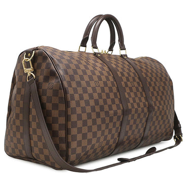 ルイヴィトン LOUIS VUITTON キーポル バンドリエール 55 N41414 ダミエエベヌ ダミエキャンバス ボストンバッグ ゴールド金具 茶 鍵 パドロック欠品
