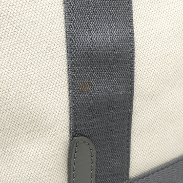 バレンシアガ BALENCIAGA ネイビーカバス M 339936 ナチュラル×グレー キャンバス レザー トートバッグ シルバー金具 白 ロゴ トート Navy カバ