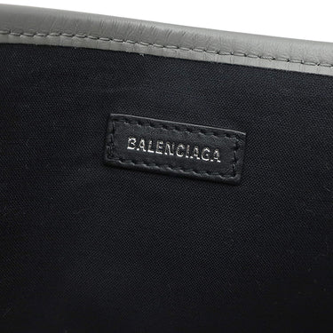 バレンシアガ BALENCIAGA ネイビーカバス M 339936 ナチュラル×グレー キャンバス レザー トートバッグ シルバー金具 白 ロゴ トート Navy カバ