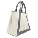 バレンシアガ BALENCIAGA ネイビーカバス M 339936 ナチュラル×グレー キャンバス レザー トートバッグ シルバー金具 白 ロゴ トート Navy カバ
