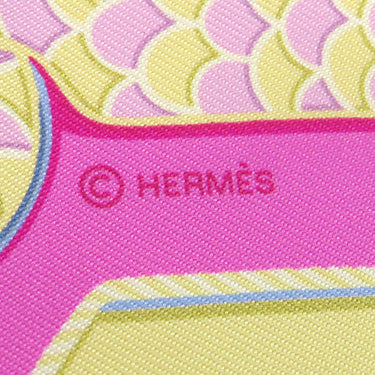 エルメス HERMES ツイリー ヴェールアマンド×ピンク×黄 シルク スカーフ 【EPAULETTES DE GALA/式典肩章】