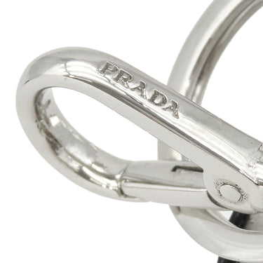 プラダ PRADA ホワイトタイガー キーホルダー 1TL004 ホワイト×ブラック レザー キーホルダー シルバー金具 白 黒 トラ アニマル チャーム