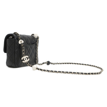シャネル CHANEL ミニフラップバッグ ブラック ラムスキン ショルダーバッグ ゴールド金具 ココマーク
