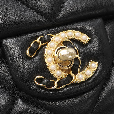 シャネル CHANEL マトラッセ パール ココマーク ブラック ラムスキン ショルダーバッグ ヴィンテージ金具 黒 チェーンショルダー