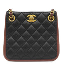 シャネル CHANEL マトラッセ スモール バケット ショルダー ブラック×ボルドー ラムスキン ショルダーバッグ ヴィンテージ金具 黒 バイカラー