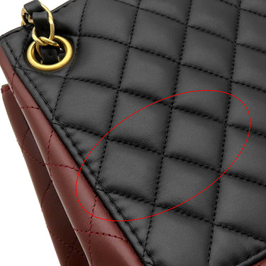 シャネル CHANEL マトラッセ スモール バケット ショルダー ブラック×ボルドー ラムスキン ショルダーバッグ ヴィンテージ金具 黒 バイカラー