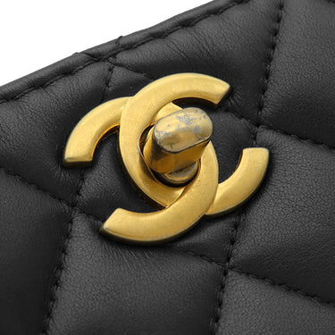 シャネル CHANEL マトラッセ スモール バケット ショルダー ブラック×ボルドー ラムスキン ショルダーバッグ ヴィンテージ金具 黒 バイカラー