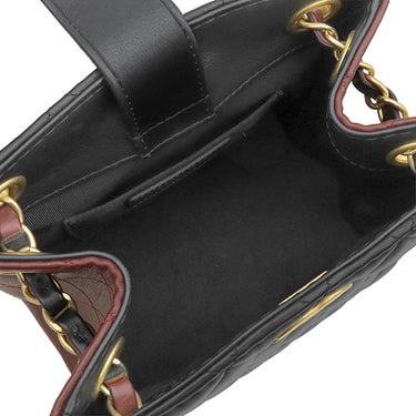 シャネル CHANEL マトラッセ スモール バケット ショルダー ブラック×ボルドー ラムスキン ショルダーバッグ ヴィンテージ金具 黒 バイカラー