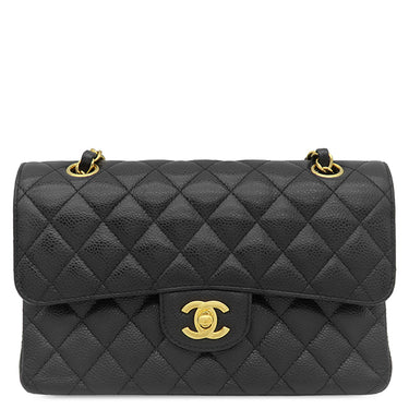シャネル CHANEL マトラッセ23 ダブルフラップ A01113 ブラック キャビアスキン ショルダーバッグ ゴールド金具 チェーンショルダー