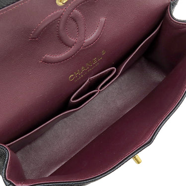 シャネル CHANEL マトラッセ23 ダブルフラップ A01113 ブラック キャビアスキン ショルダーバッグ ゴールド金具 チェーンショルダー