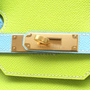 エルメス HERMES バーキン35 キウイ×セレステ ヴォーエプソン ハンドバッグ ゴールド金具 緑 水色 【PO品】