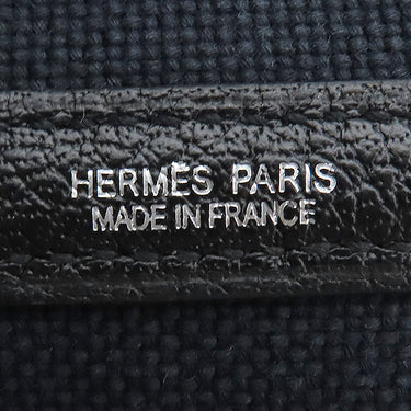 エルメス HERMES ガーデンパーティー PM 36 ブラック×グレー トワルソーアッシュ ブッフル トートバッグ シルバー金具 黒 Ｈロゴ 総柄