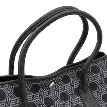 エルメス HERMES ガーデンパーティー PM 36 ブラック×グレー トワルソーアッシュ ブッフル トートバッグ シルバー金具 黒 Ｈロゴ 総柄