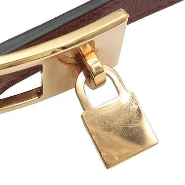 エルメス HERMES ラッキー 15 ルージュアッシュ×カプシーヌ ヴォースイフト ヴォーエプソン #70 ベルト ゴールド金具 赤 リバーシブル カデナモチーフ